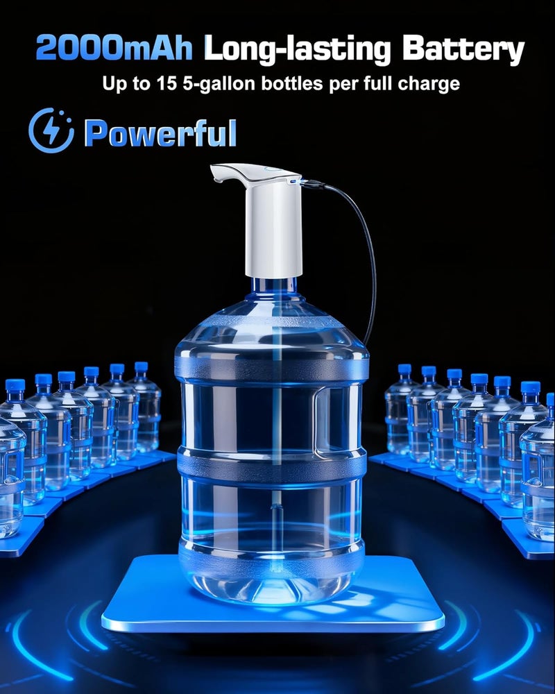 Redsack Electric Water Bottle Dispenser for 3-5 Gallon Jug, Automatic USB-C Water Jug Dispenser, Portable Upgraded Submersible Water Pump,High-Power & Silent Operation for Camping Home Office Bedroom - Image 5