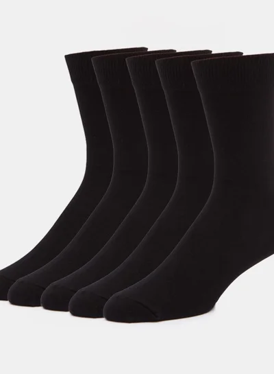 DUCHINI Men's Solid Calf Length Socks - Set of 5