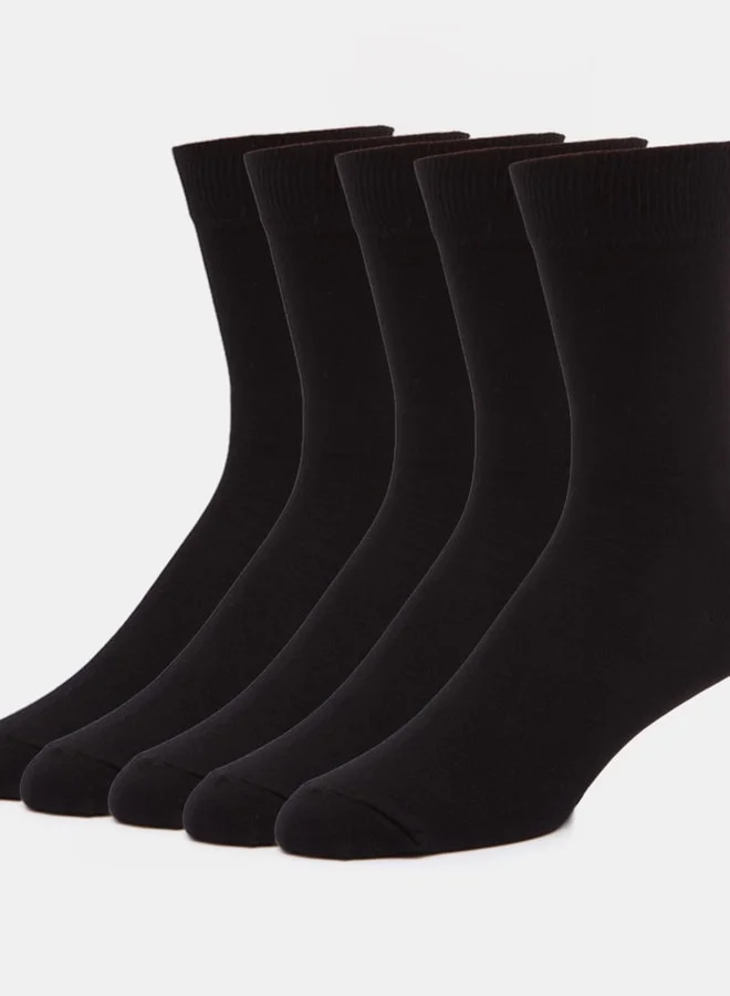 Men's Solid Calf Length Socks - Set of 5