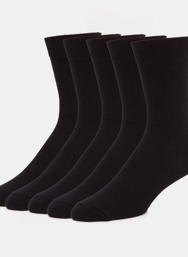 DUCHINI Men's Solid Calf Length Socks - Set of 5 - Image 1