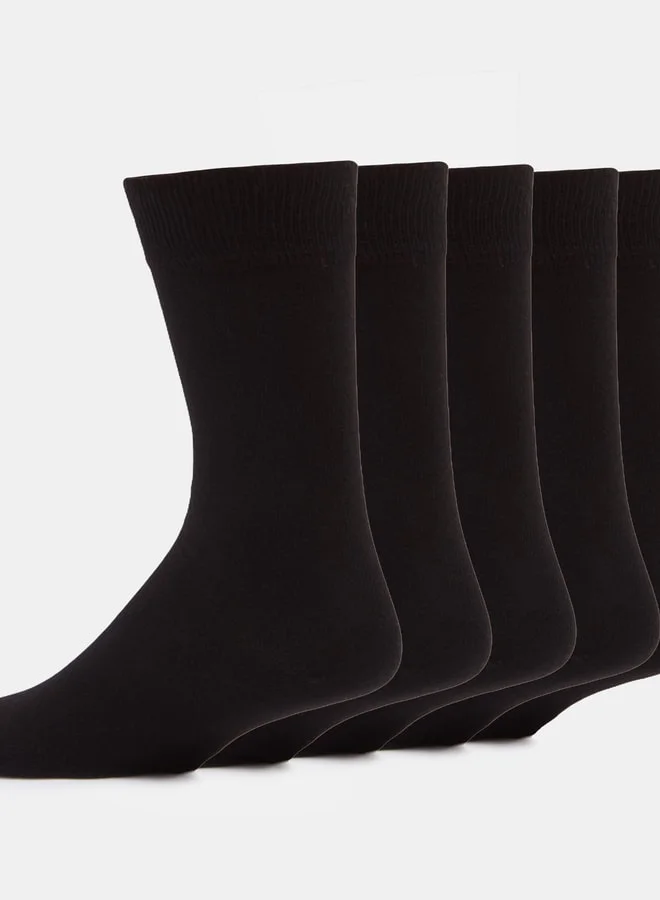 DUCHINI Men's Solid Calf Length Socks - Set of 5