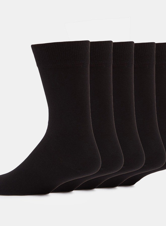 DUCHINI Men's Solid Calf Length Socks - Set of 5 - Image 2