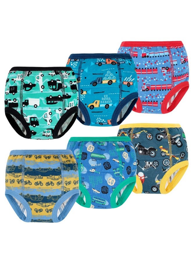 MooMoo Baby 6 Packs Potty Training Underwear Absorbent Vehicle Training Pants for Toddler Boys Pee Pants 2T-7T - Image 1