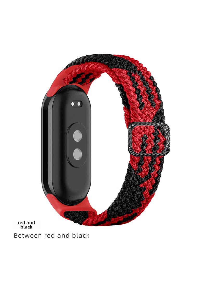Generic 1 x 5 pcs Adjustable Nylon Weave Strap for Mi Band 9 14# red and black 