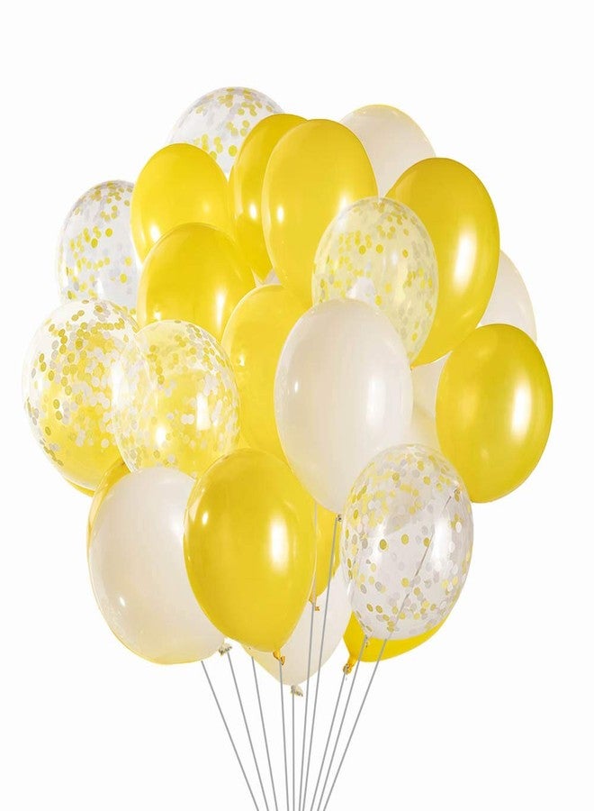 Aimto Yellow and White Balloons White and Yellow Confetti Balloons sunflower balloon,12 Inch-Pack of 50 - Image 2