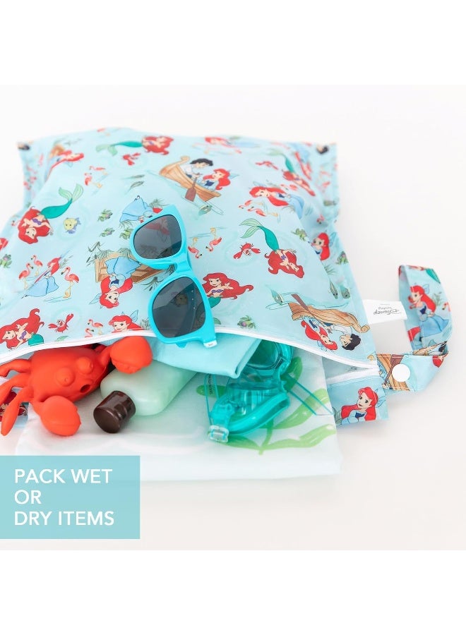 Bumkins - Waterproof Wet Bag  Clear Travel Bags - For Beach, Baby, Travel, Swim Suit, Cloth Diapers, Pump Parts, Pool, Gym, Toiletries - Reusable  Easy to Clean - Disney Ariel - 4 Pack - Image 3