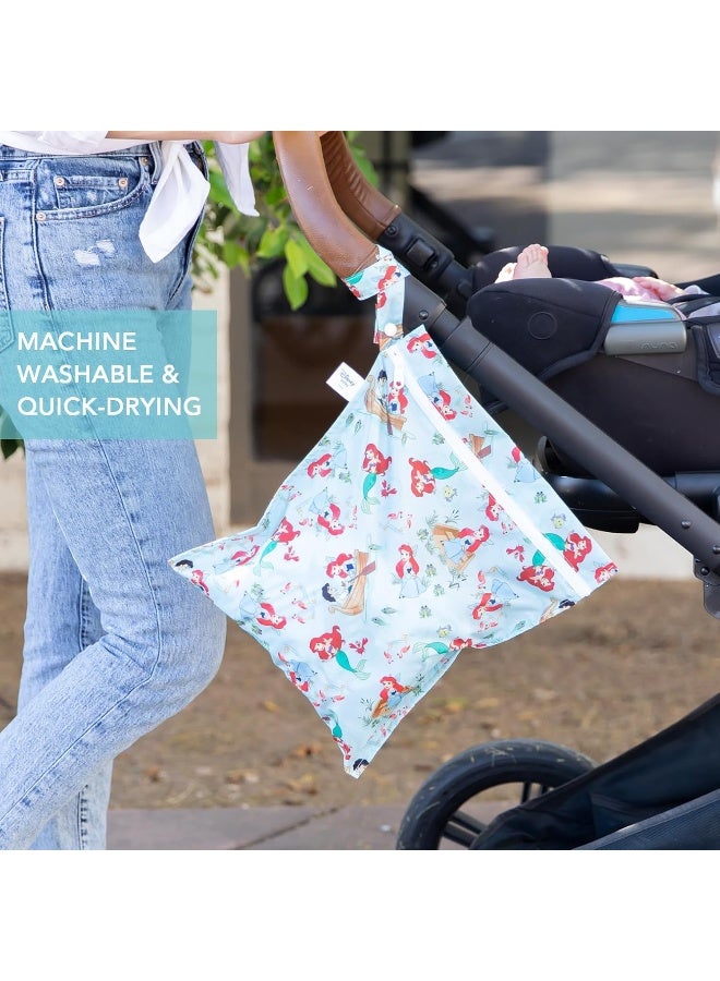 Bumkins - Waterproof Wet Bag  Clear Travel Bags - For Beach, Baby, Travel, Swim Suit, Cloth Diapers, Pump Parts, Pool, Gym, Toiletries - Reusable  Easy to Clean - Disney Ariel - 4 Pack - Image 4