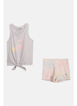 PUMA Kids Girl 2 Pieces Brand Logo Top And Bottom Set, Multicolor  - Image 1