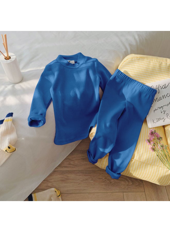 Children's Intimates Set Boys And Girls Mid-collar Autumn And Winter Long-sleeved Brushed Bottoming Autumn Clothes And Long Trousers Two-piece Set