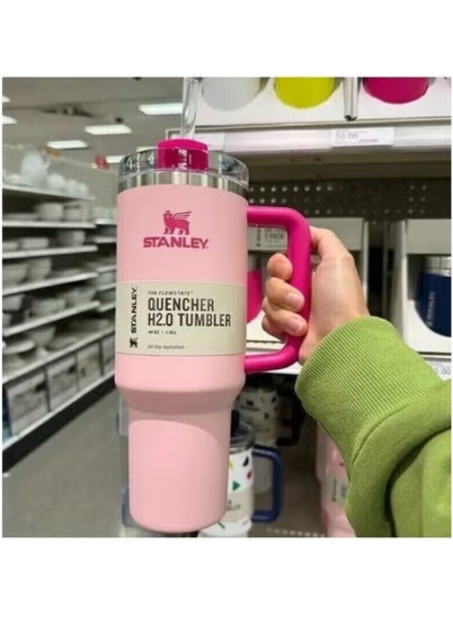 Quencher H2.0 FlowState 40oz Stainless Steel Tumbler – Large Capacity Vacuum Insulated Travel Mug with Reusable Straw & 3-Position Leak-Resistant Lid | BPA-Free, Dishwasher Safe, Car Cup Holder Compatible | Keeps Drinks Cold 40H & Hot 7H | Eco-Friendly