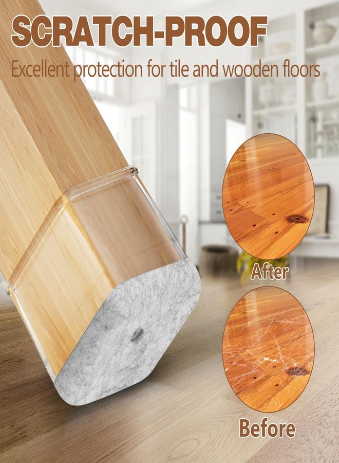 BAIPOK 16pcs Square Chair Leg Floor Protectors, Thickened Wrapped Felt Chair Leg Protectors for Hardwood Floors, Silicone Chair Leg Cups Covers Felt Pads, Prevents Scratches & Reduce Noise, Clear, X-Large - Image 5