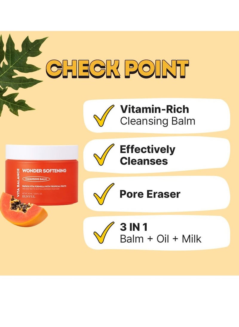 Eunyul EUNYUL Vita Balance Wonder Softening Cleansing Balm 90 ml / 3.04 FL. OZ. Cleansing Balm + Oil + Milk 3 in one Makeup Remover  - Image 3