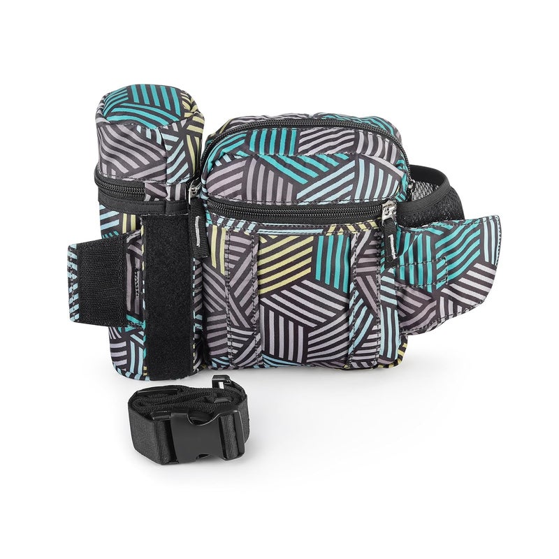 perch Waist Bag with Insulated (Hot and Cold) Detachable Bottle Holder-Multi-Utility Travel Sling Bag for Men - Perfect for Hiking, Trekking, and Camping -Water Resistant (Multicolor Stripes) - Image 3