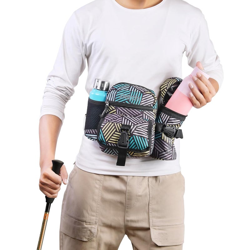 perch Waist Bag with Insulated (Hot and Cold) Detachable Bottle Holder-Multi-Utility Travel Sling Bag for Men - Perfect for Hiking, Trekking, and Camping -Water Resistant (Multicolor Stripes) - Image 5