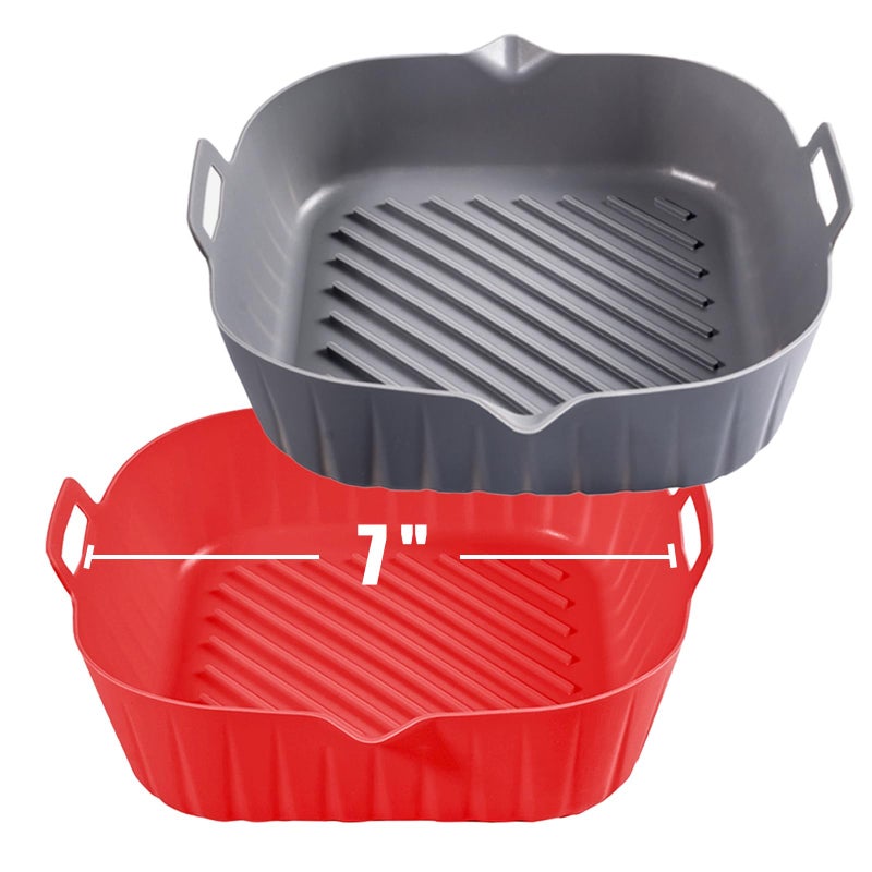 Golden Associate Silicone Liners Square for Air Fryer 2 Pcs Nonstick Foodgrade Reusable Basket Silicone Pot Baking Tray Airfryer Accessories Top Size 7 inches Bottom Size 63 inches