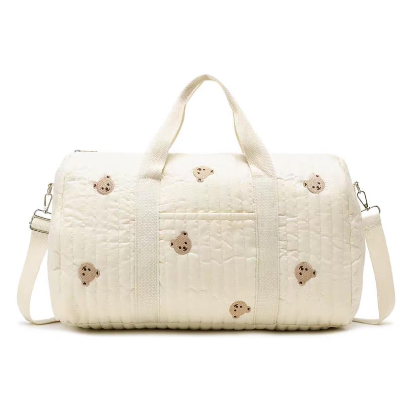 BBIQI BBIQI Quilted Duffle Bag for Women Teddy Bear Duffel Bags for Travel Cute Weekender Bags Baby Hospital Bag - Image 1