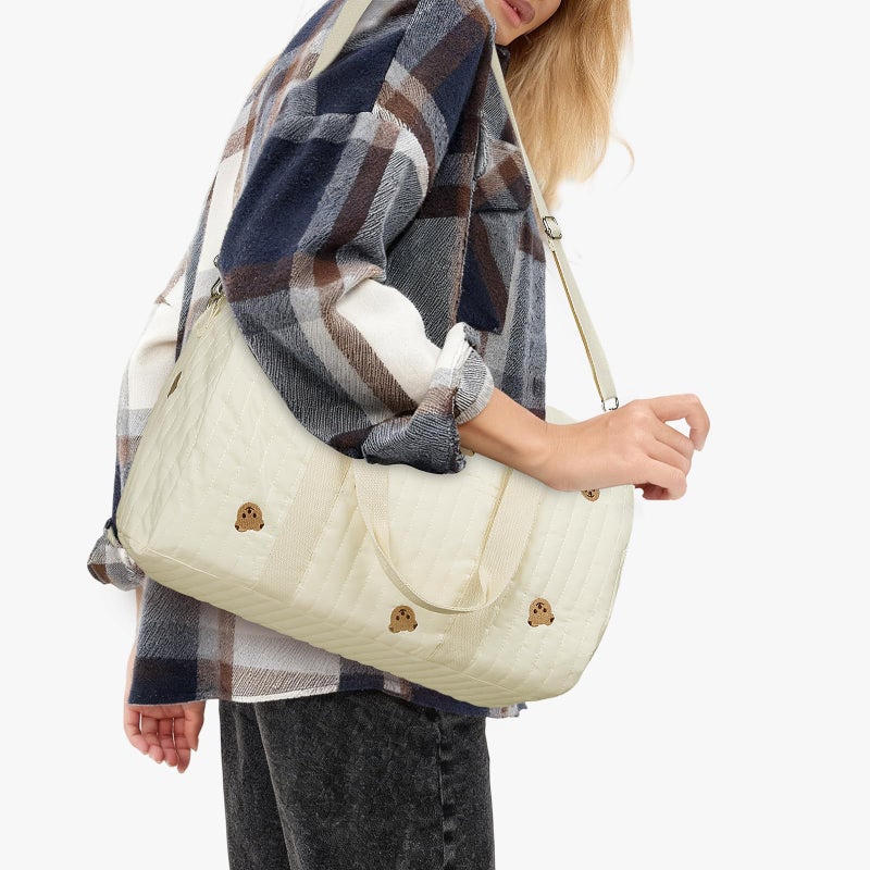 BBIQI BBIQI Quilted Duffle Bag for Women Teddy Bear Duffel Bags for Travel Cute Weekender Bags Baby Hospital Bag - Image 4