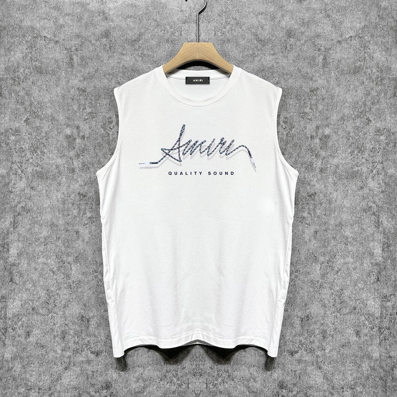 Amiri Trendy Brand Vintage American Washed Printed Waistcoat For Men And Women - Image 5