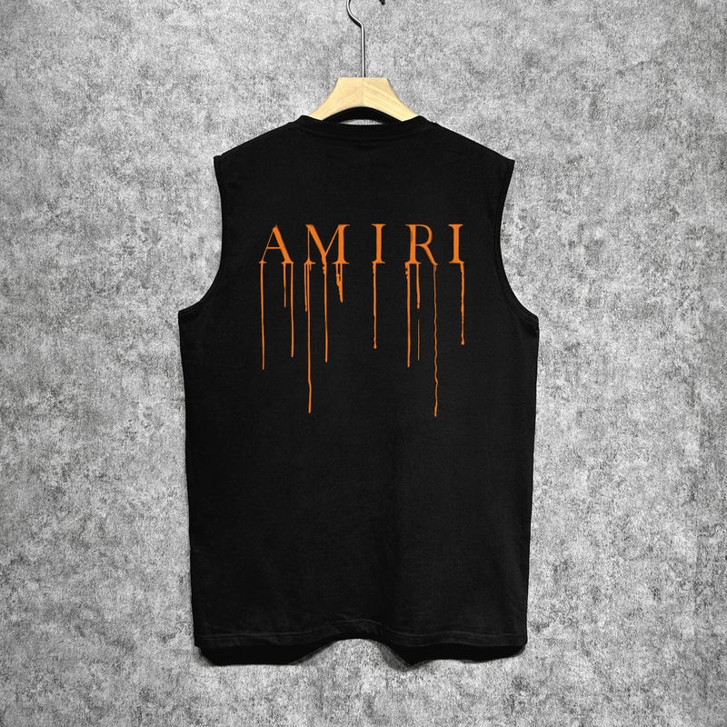 Amiri Trendy Brand Vintage American Washed Printed Waistcoat For Men And Women - Image 1