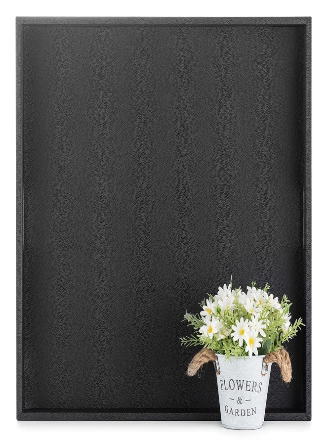 Hanobe Square Large Ottoman Tray: Extra Large Black Serving Tray for Ottomans Big Leather Decorative Tray with Handles for Coffee Table Living Room 22" x 22" - Image 1