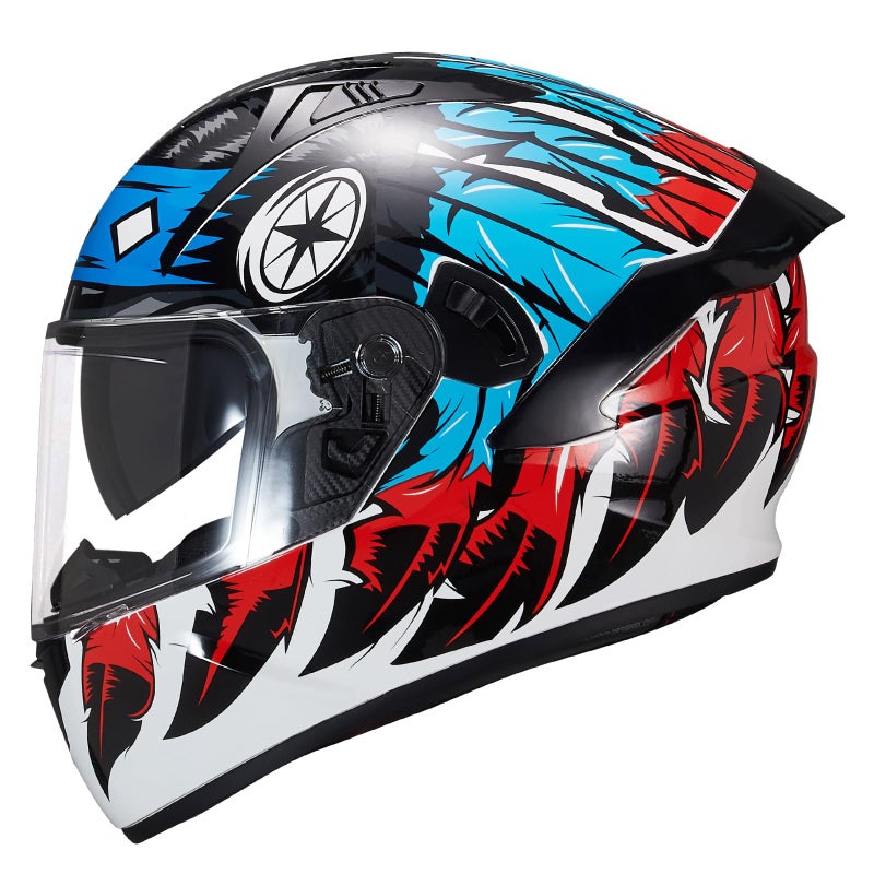 VCOROS Full Face Motorcycle Helmet X9 with Inner Sun Visor DOT Approved Motorbike Moto Street Bike Racing Helmet(Indian-Eagel, M) - Image 5
