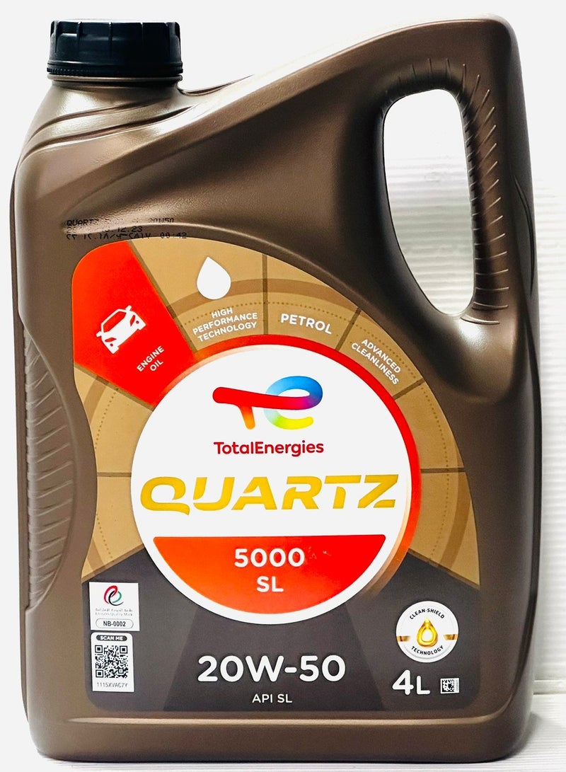 توتال زيت محرك بنزين 20W50 كوارتز 5000 4 لتر - Image 1