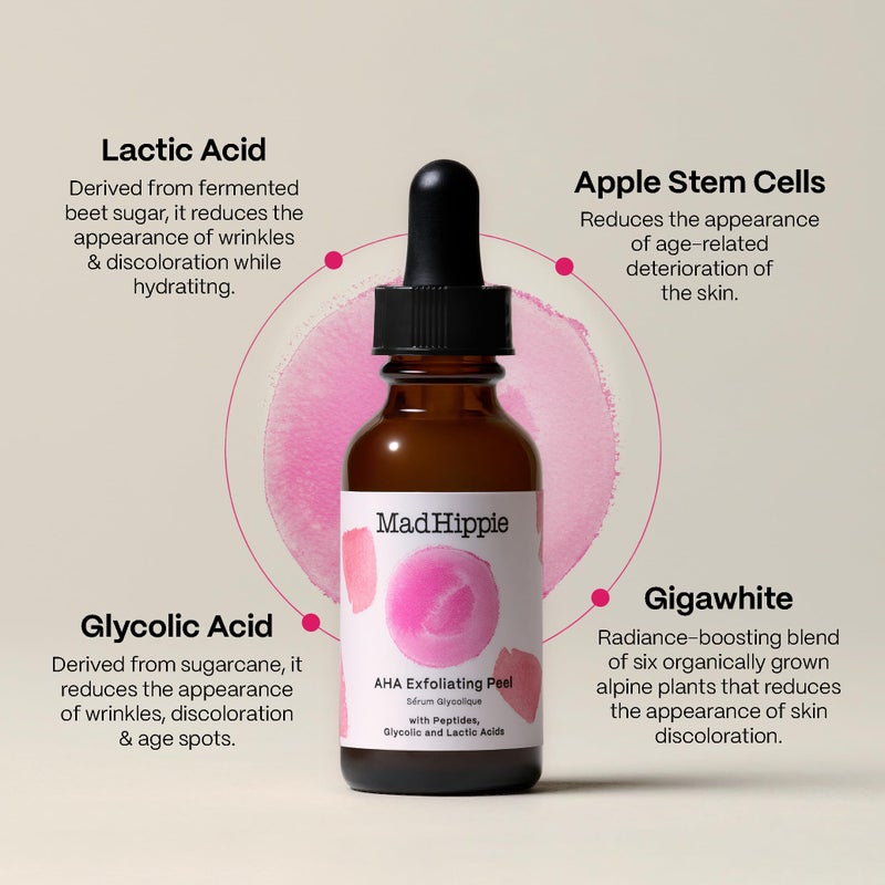 Mad Hippie AHA Exfoliating Peel + Eye Cream Pack â€“ Lactic & Glycolic Acid Peel, Goji Berry, Peptides, Hyaluronic Acid & Niacinamide, Discoloration Correcting Serum, Anti-Aging - Image 4