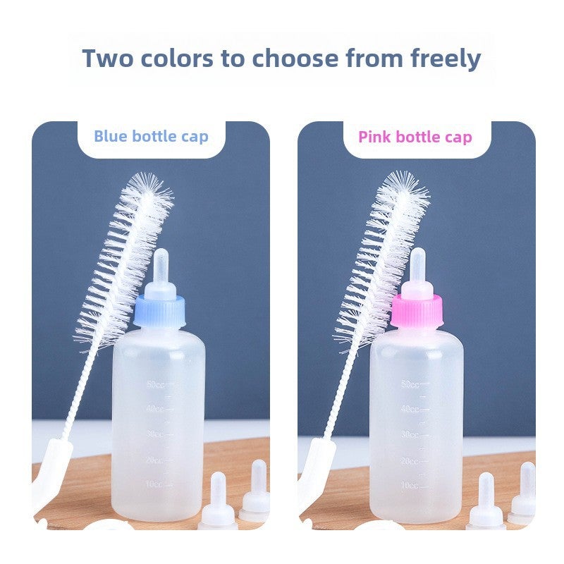 Pet bottle set with four pacifiers dog small dog bottle to send cleaning set 5 pieces factory outlet(Blue) - Image 3