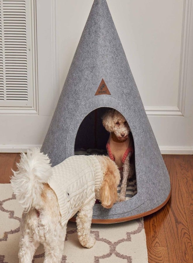 SAVUK Pet Tent Cat Dog House Felt Cave Bed with Cushion&Bag Decorative Foldable Igloo Hut Teepee Small and Medium Suitable for Travel Warm in Winter Cool in Summer 16"x16"18" Grey (Gray, Small) - Image 5