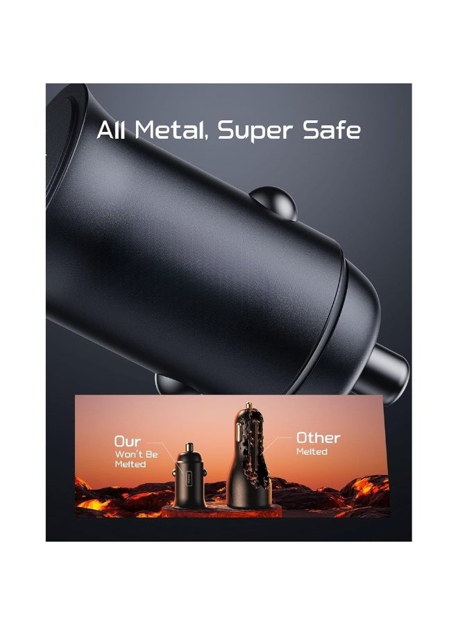 USB C Car Charger [USB C 30W+USB A 30W] PD3.0 5A Fast Charge Lighter USB Car Charger Metal USB Car Charger Adapter For IPhone 15 14 13 12 11 Pro Max Samsung S21 - Image 3