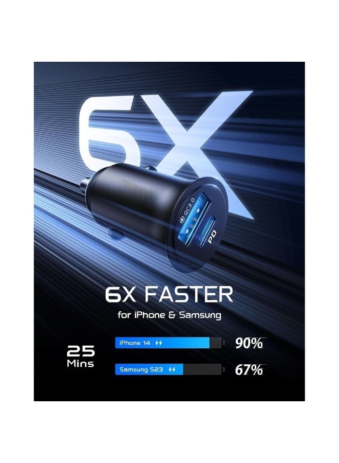 USB C Car Charger [USB C 30W+USB A 30W] PD3.0 5A Fast Charge Lighter USB Car Charger Metal USB Car Charger Adapter For IPhone 15 14 13 12 11 Pro Max Samsung S21 - Image 2