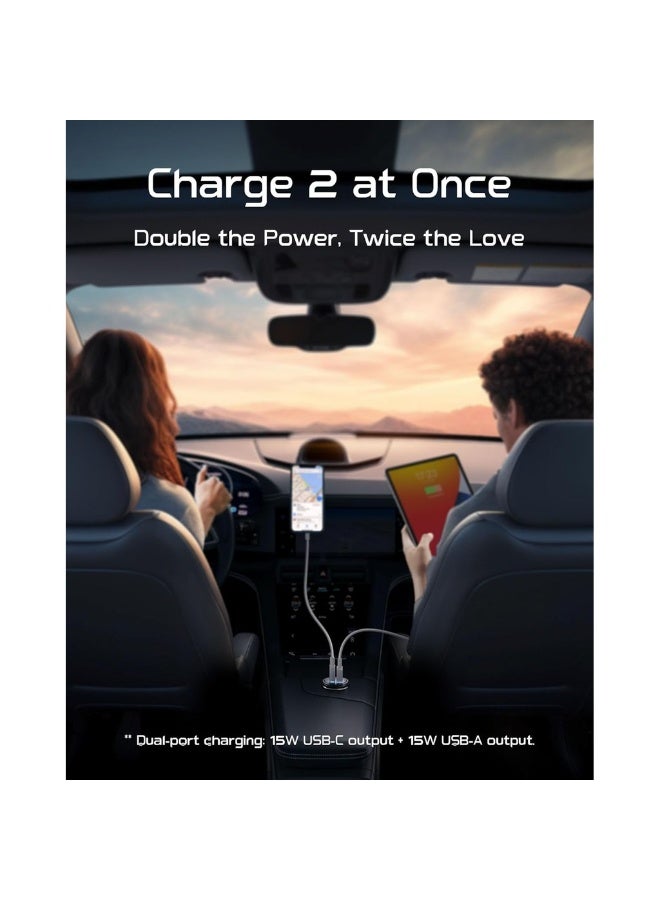 USB C Car Charger [USB C 30W+USB A 30W] PD3.0 5A Fast Charge Lighter USB Car Charger Metal USB Car Charger Adapter For IPhone 15 14 13 12 11 Pro Max Samsung S21 - Image 4