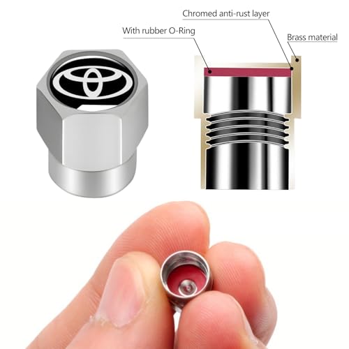 XIGRALUCK Tire Valve Stem Cap for Toyota Metal Tire Stem Cover with Belt O-Ring Air caps Sports Accessories 4 Pack Black - Image 5