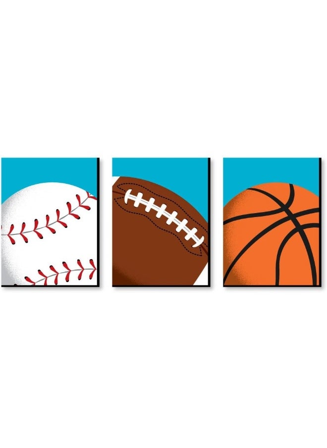 Big Dot of Happiness Go, Fight, Win - Sports Themed Wall Art & Kids Room Decor - 7.5 x 10 - Set 3 Prints  - Image 1