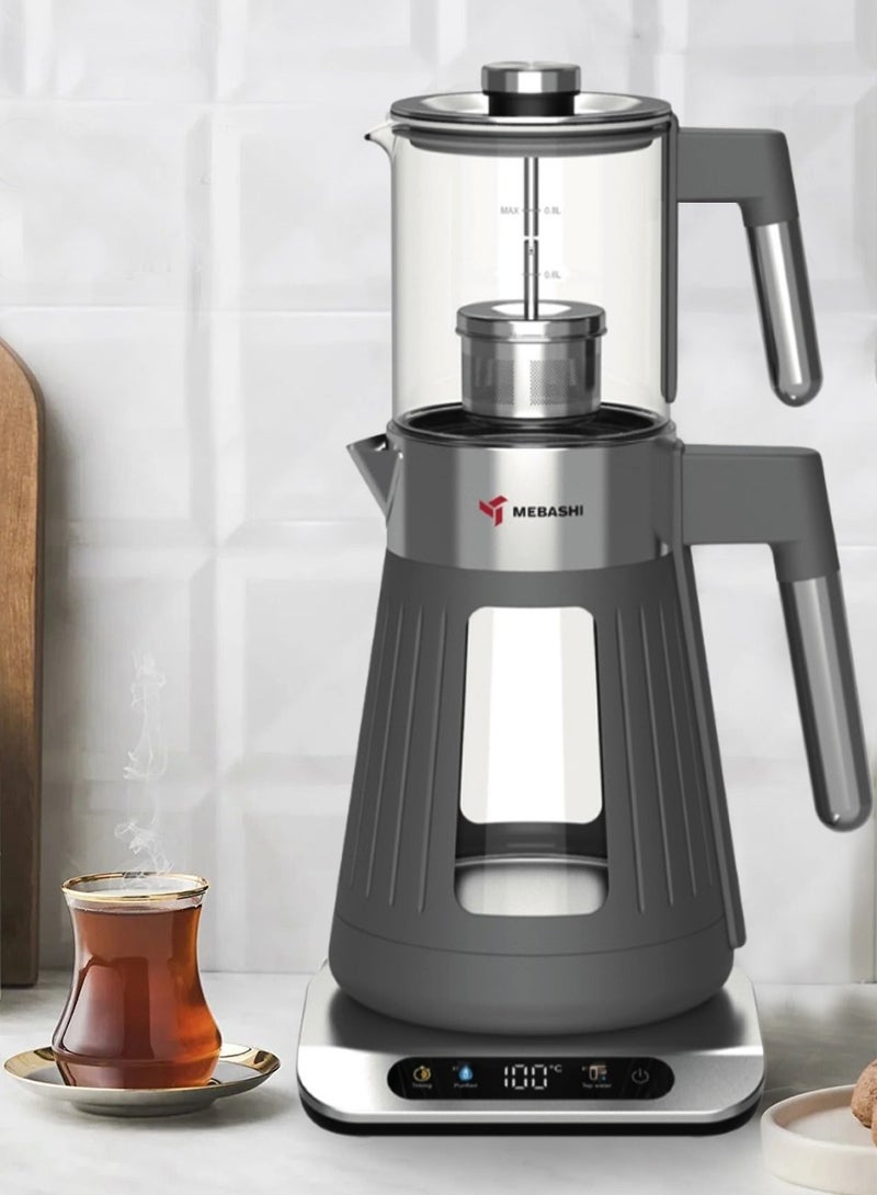 MEBASHI Tea Maker, 1.7 L Kettle, 0.8 L Teapot, 4 Functional Settings, 1500 W, (ME-TM306) (Grey) - Image 4