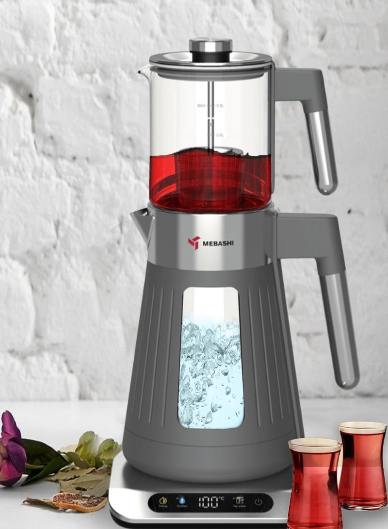 MEBASHI Tea Maker, 1.7 L Kettle, 0.8 L Teapot, 4 Functional Settings, 1500 W, (ME-TM306) (Grey) - Image 5