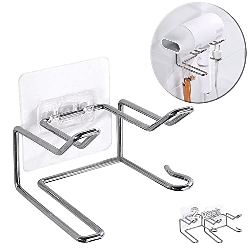 CenterZ 2 Pack Hair Dryer Holder, Wall Mount Self Adhesive Waterproof Blow Dryer Rack Storage Organizer Hanger, Compatible with Dyson and Most Hair Blower Appliance, Brush, Curling Iron, Straightener - Image 1