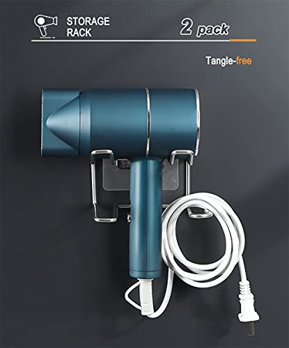 CenterZ 2 Pack Hair Dryer Holder, Wall Mount Self Adhesive Waterproof Blow Dryer Rack Storage Organizer Hanger, Compatible with Dyson and Most Hair Blower Appliance, Brush, Curling Iron, Straightener - Image 3