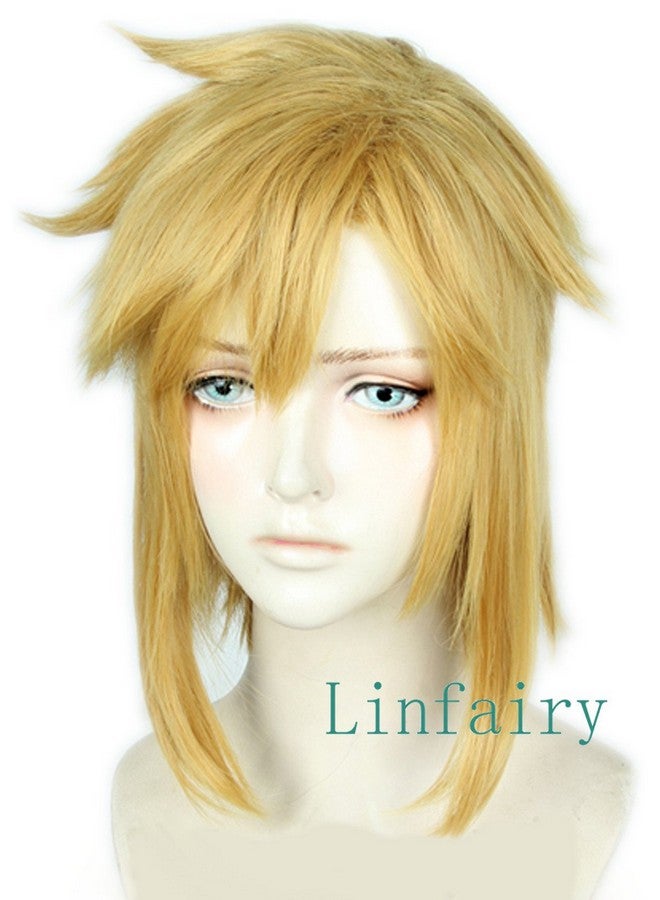 Linfairy Short Blonde Wig Halloween Cosplay Wig For Men Braid with 2 Elf Ear - Image 3