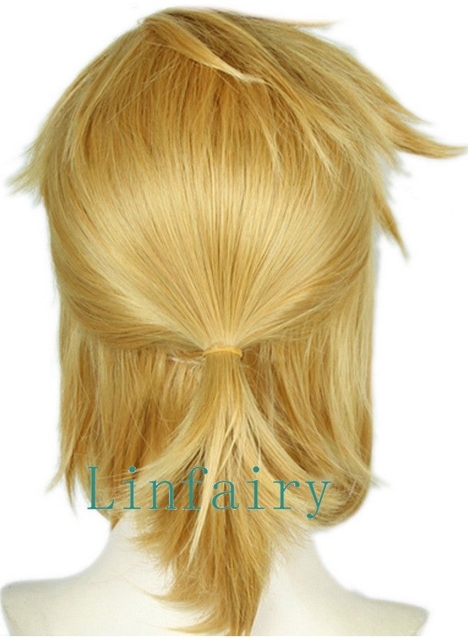 Linfairy Short Blonde Wig Halloween Cosplay Wig For Men Braid with 2 Elf Ear - Image 5
