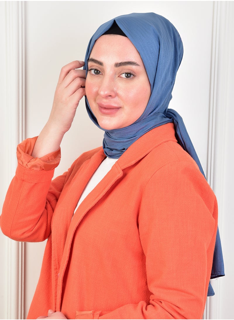 بوردان ابيك - حجاب بوليستر لامع باللون الأزرق – أنيق، ناعم، وغير شفاف | صنع في تركيا - Image 1
