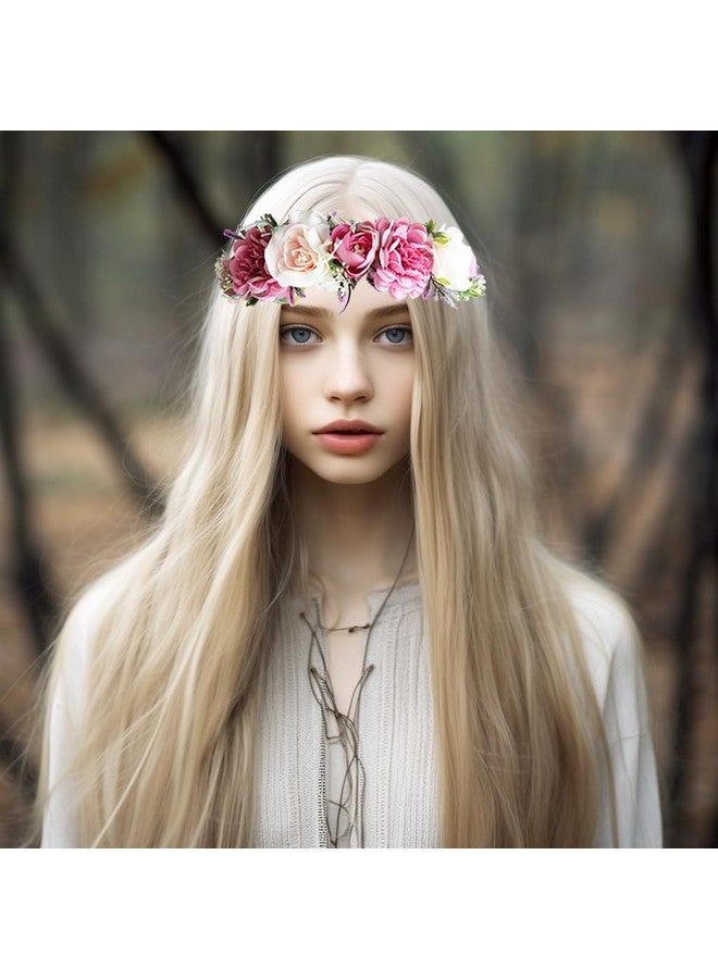 Vivivalue Fairy Floral Crown Even Headband Flower Headpiece Woodland Forest Elf Circlet For Women Girls Halloween Renaissance Wedding Bridal Cosplay Prom Photo Props Pink - Image 5