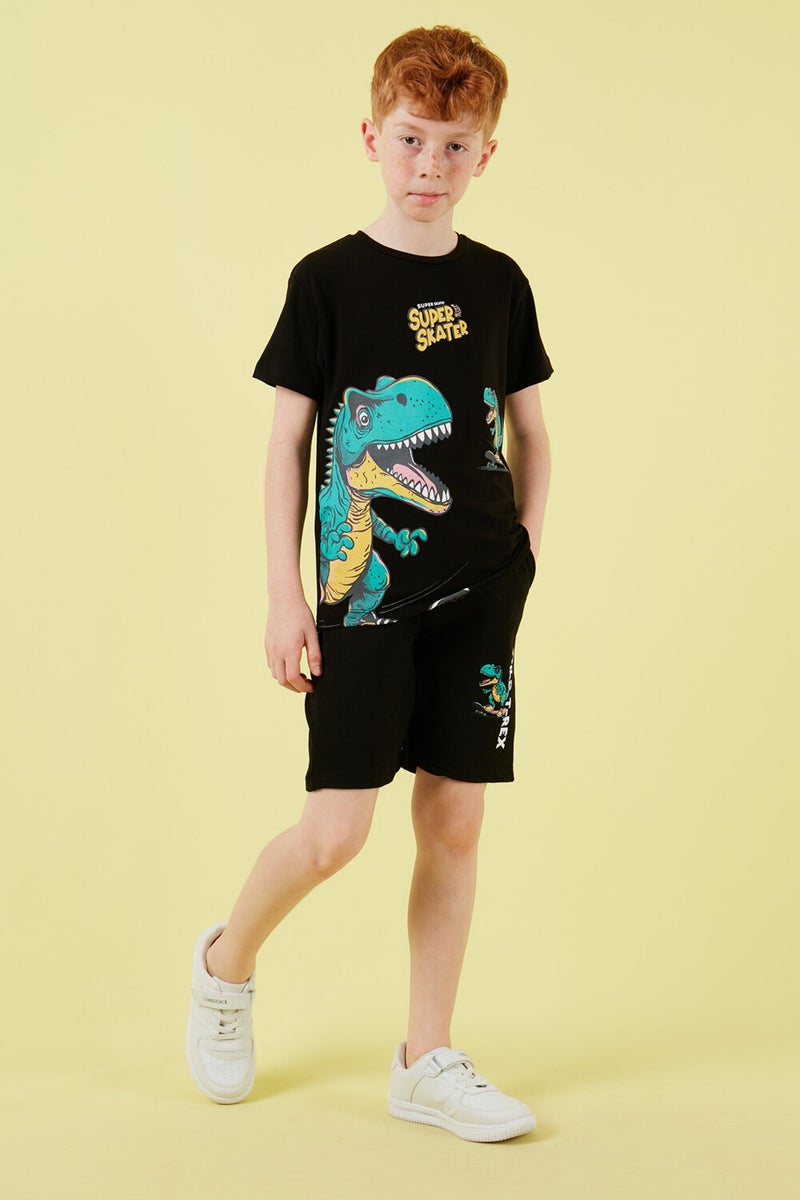 Lela Cotton Regular Fit Crew Neck Top and Bottom Set with Shorts Boy's Suit 6212013 - Image 1