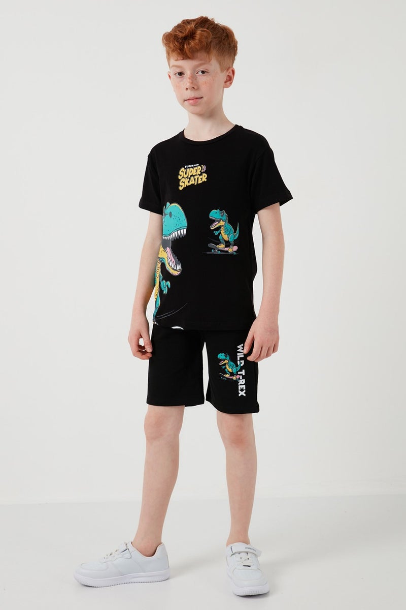 Lela Cotton Regular Fit Crew Neck Top and Bottom Set with Shorts Boy's Suit 6212013 - Image 2