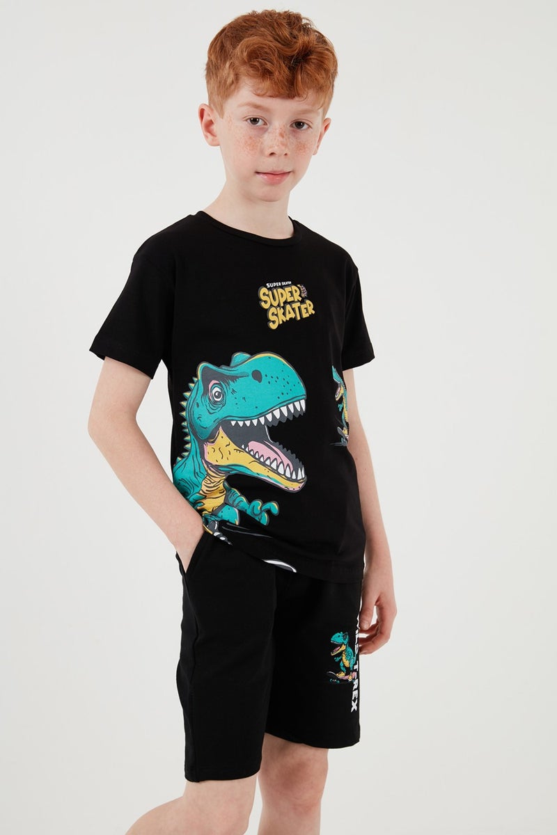 Lela Cotton Regular Fit Crew Neck Top and Bottom Set with Shorts Boy's Suit 6212013 - Image 3