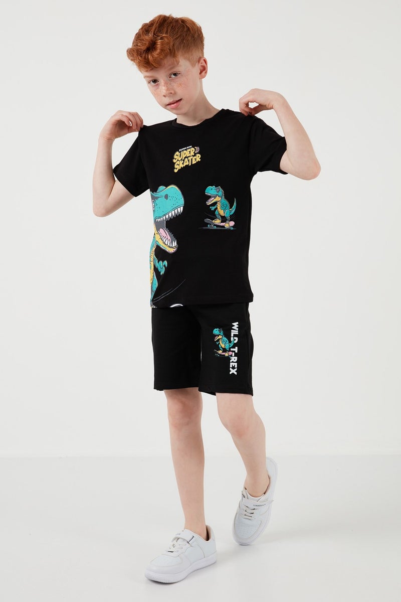 Lela Cotton Regular Fit Crew Neck Top and Bottom Set with Shorts Boy's Suit 6212013 - Image 5