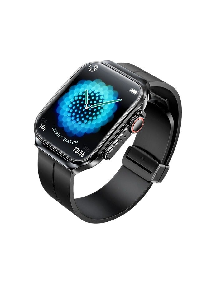 ريماكس ساعة رياضية ذكية NFC، مقاومة للماء، شاشة منحنية متينة، شحن مغناطيسي، ساعة تتبع النشاط بشاشة AMOLED للرجال والنساء، (قطعة واحدة، أسود)