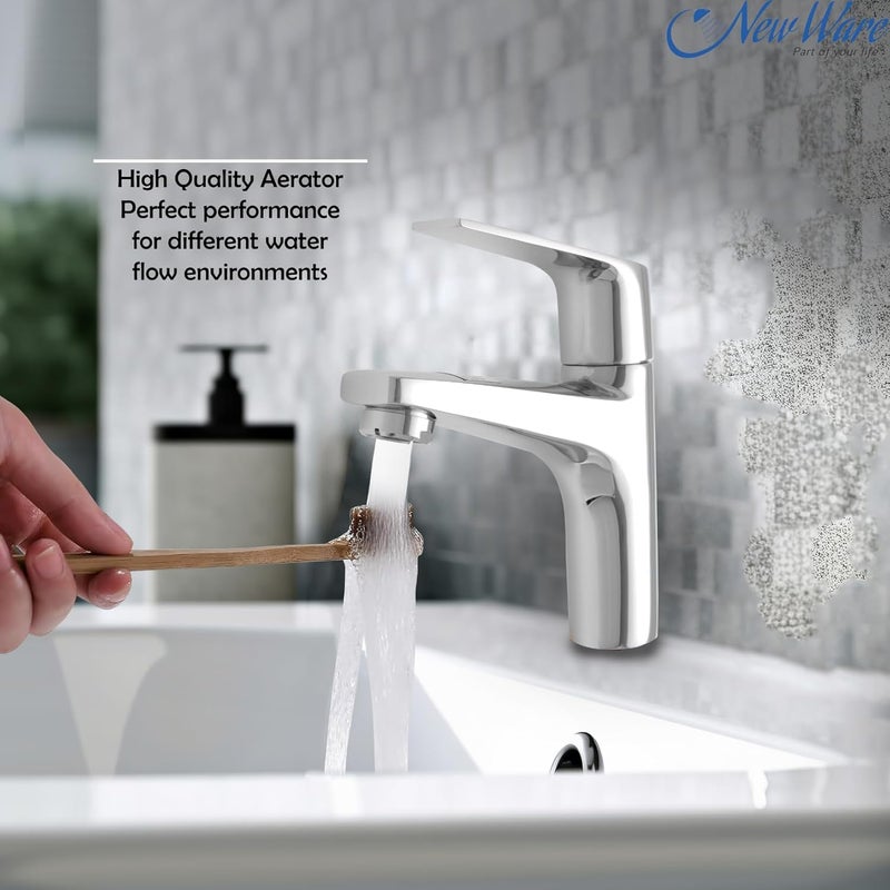 NEW WARE New Ware Chrome Finish Brass Short Body Single Handle Pillar Tap for Wash Basin Table Top Tap Spout for BathtubKitchen SinkSink Bowl HotCold Water Faucet for Home Kitchen - Image 4