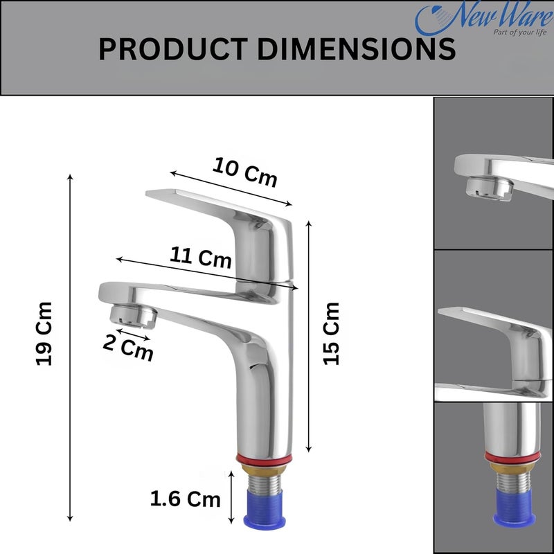 NEW WARE New Ware Chrome Finish Brass Short Body Single Handle Pillar Tap for Wash Basin Table Top Tap Spout for BathtubKitchen SinkSink Bowl HotCold Water Faucet for Home Kitchen - Image 5