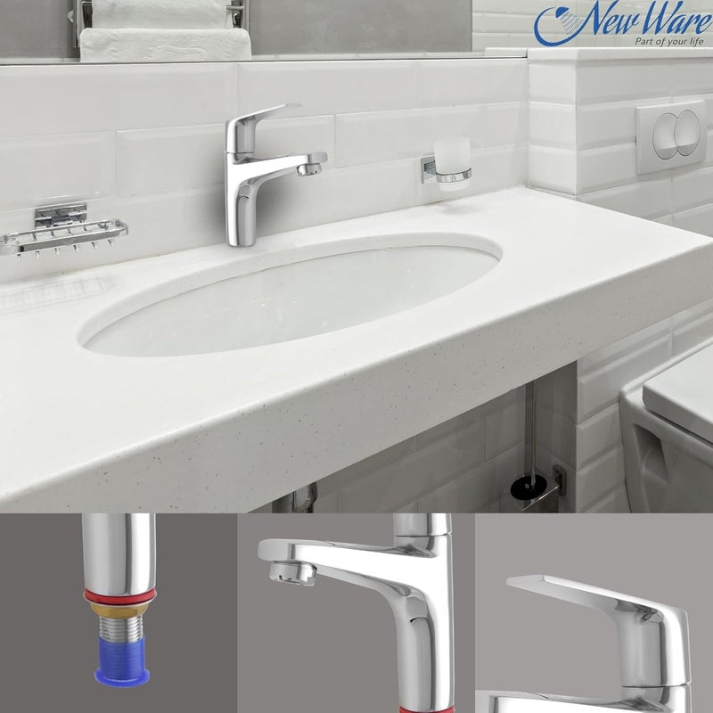 NEW WARE New Ware Chrome Finish Brass Short Body Single Handle Pillar Tap for Wash Basin Table Top Tap Spout for BathtubKitchen SinkSink Bowl HotCold Water Faucet for Home Kitchen - Image 3